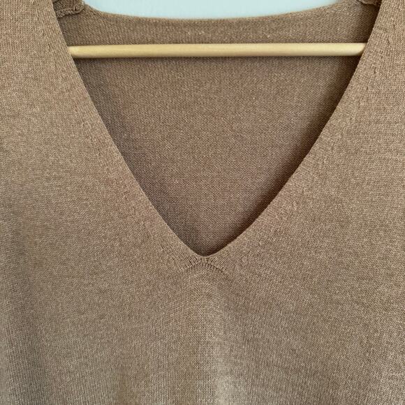 Aritzia Babaton Women's Sweater Camel Tan Wool Linen Blend Tunic Capsule - Picture 5 of 12